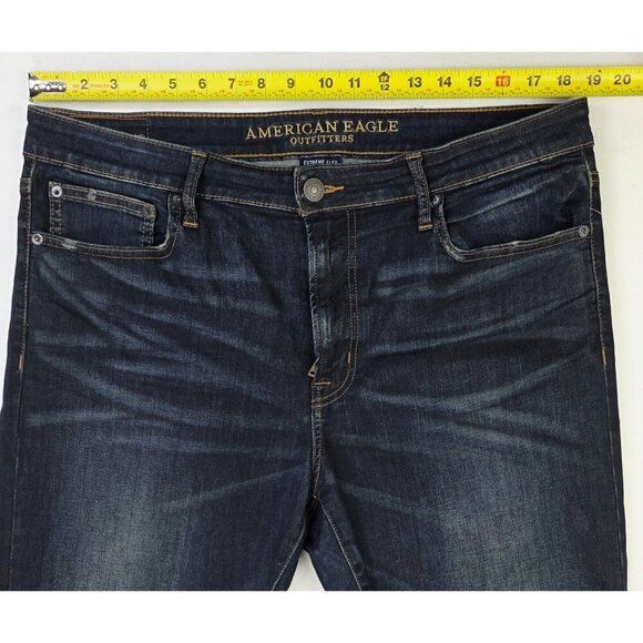 American Eagle Outfitters Size 36X30 Mens Extreme Flex Super Skinny Blue Jeans - Picture 3 of 12